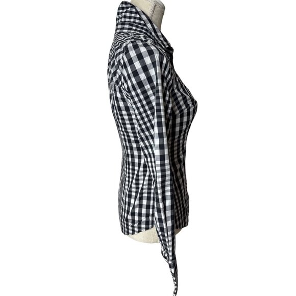Guess Jeans Womens Black & White Gingham Long Sleeve Button-Up Shirt - Picture 6 of 10